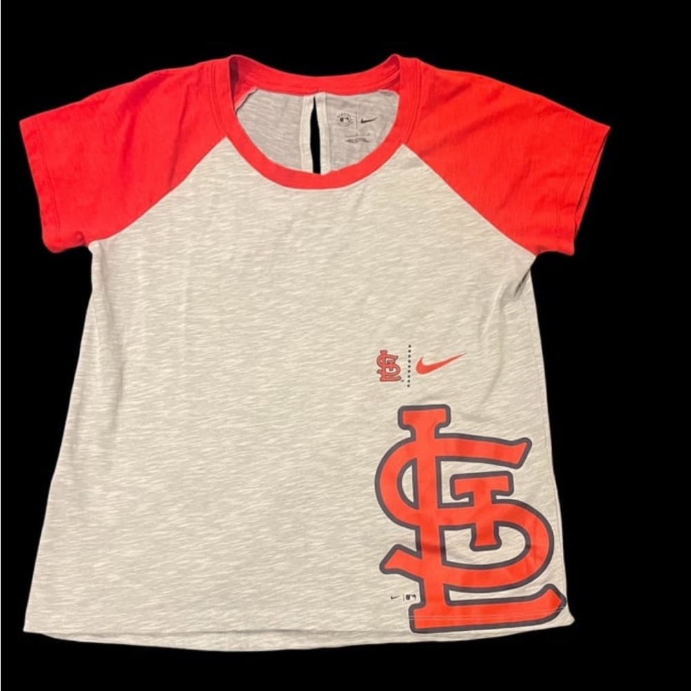 Nike women Red and Gray St Louis Cardinals Logo T-Shirt Large MLB